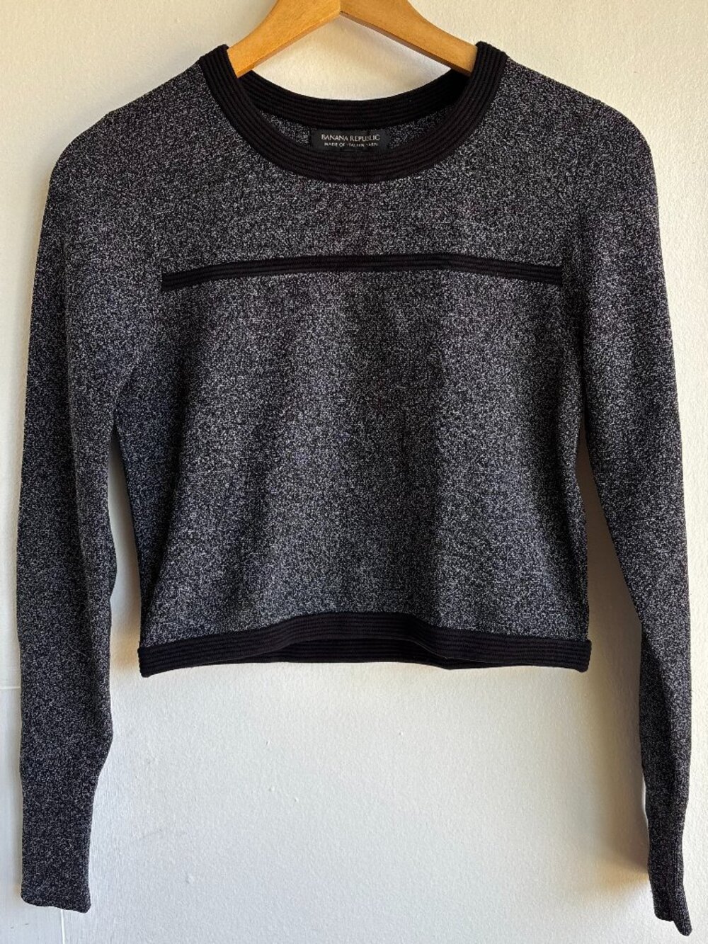 Banana Republic Italian Yarn Gray Knit Cropped Sweater Size Small